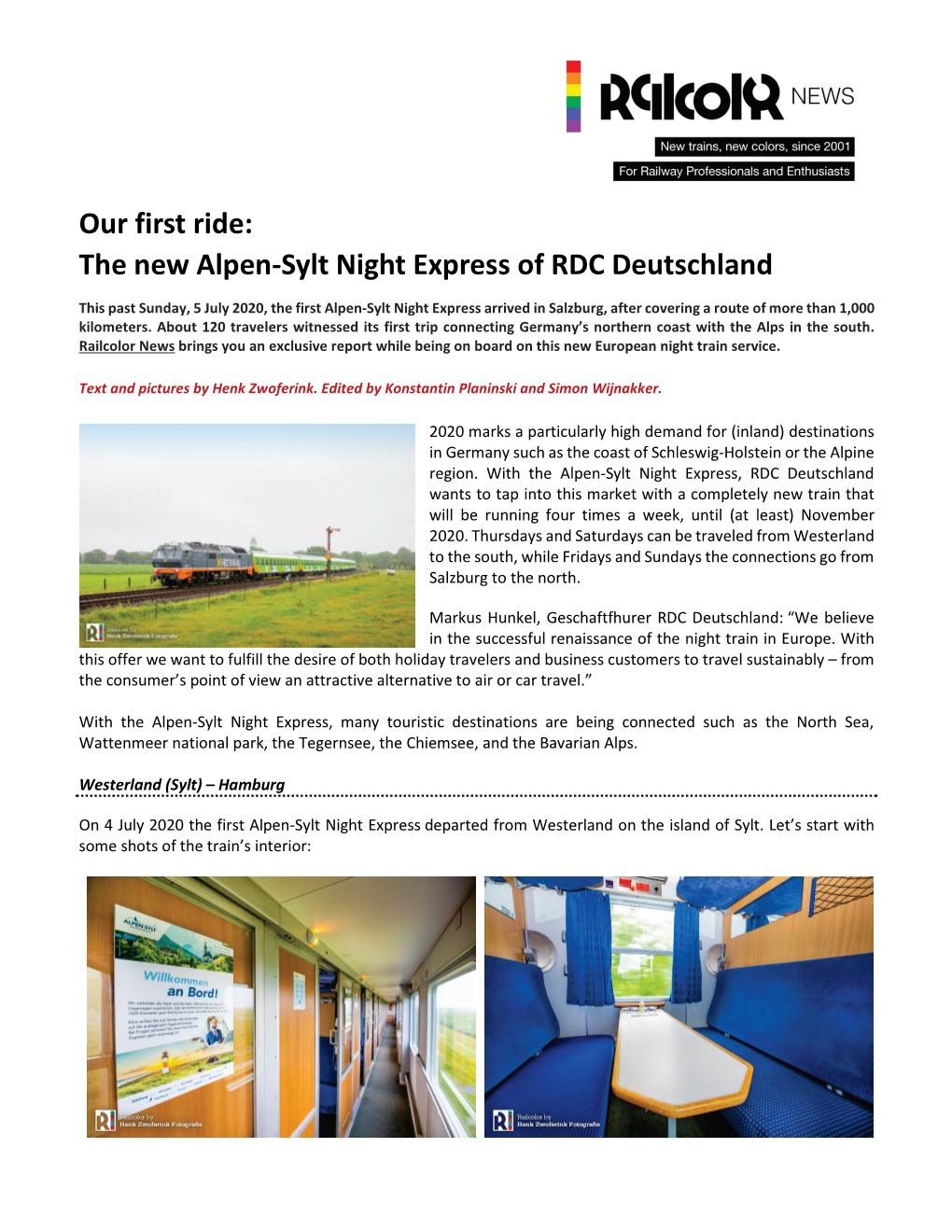 Our First Ride: the New Alpen-Sylt Night Express of RDC Deutschland