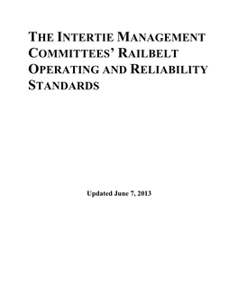The Intertie Management Committees’ Railbelt Operating and Reliability Standards