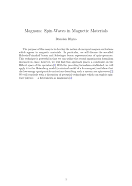 Magnons: Spin-Waves in Magnetic Materials