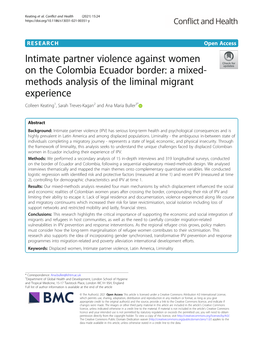 Intimate Partner Violence Against Women on the Colombia Ecuador Border