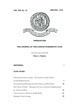 The Genuine Trade Tokens, by John Roberts-Lewis 5 Annual General Meeting and Club Cheese And