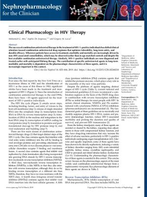 Clinical Pharmacology in HIV Therapy