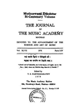 Ifuthuswaffld Dikshitar Bi-Centenary Volume the JOURNAL THE