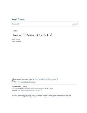 How Verdi's Serious Operas End David Rosen Cornell University