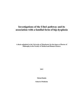 Investigations of the Ufm1 Pathway and Its Association with a Familial Form of Hip Dysplasia