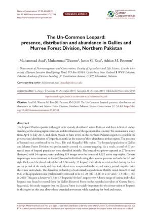 Presence, Distribution and Abundance in Gallies and Murree Forest Division, Northern Pakistan