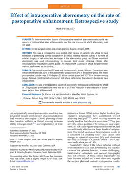 Effect of Intraoperative Aberrometry on the Rate of Postoperative Enhancement: Retrospective Study