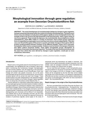 Morphological Innovation Through Gene Regulation: an Example from Devonian Onychodontiform Fish