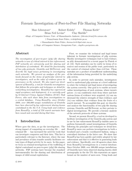 Forensic Investigation of Peer-To-Peer File Sharing Networks