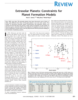 REVIEW Extrasolar Planets: Constraints for Planet Formation Models Nuno C