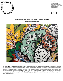 Rice Public Art Announces Four New Works by Women Artists