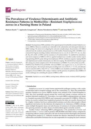 The Prevalence of Virulence Determinants and Antibiotic Resistance Patterns in Methicillin—Resistant Staphylococcus Aureus in a Nursing Home in Poland