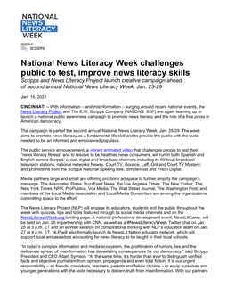 National News Literacy Week Challenges Public to Test, Improve