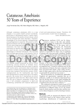 Cutaneous Amebiasis: 50 Years of Experience