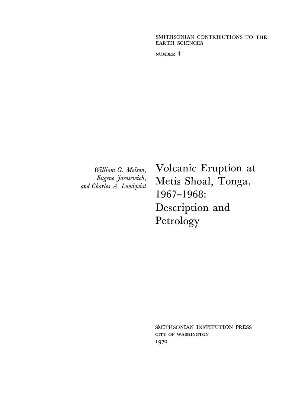 Volcanic Eruption at Metis Shoal, Tonga, 1967-1968