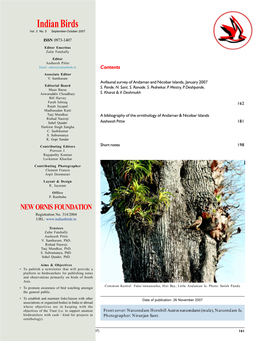 Avifaunal Survey of Andaman and Nicobar Islands, January 2007 Editorial Board S