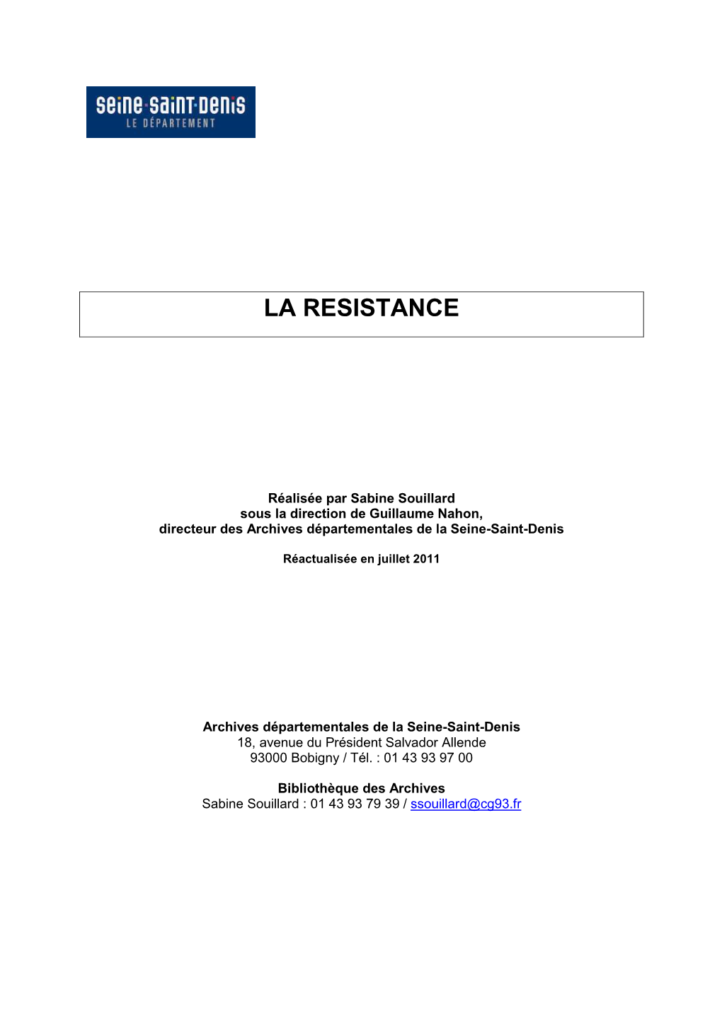 Bibliographie La Résistance