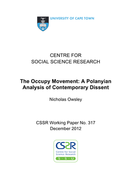 The Occupy Movement: a Polanyian Analysis of Contemporary Dissent