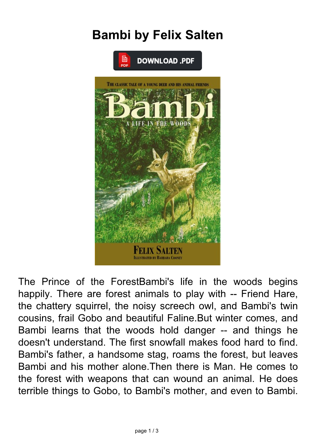 Bambi by Felix Salten