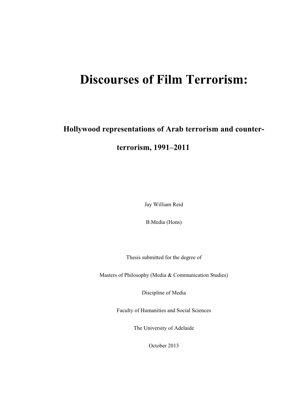 Discourses of Film Terrorism