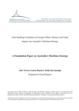 Foundation Paper on Australia's Maritime Strategy