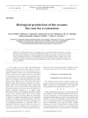 Biological Production of the Oceans: the Case for a Consensus