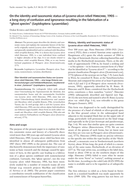 On the Identity and Taxonomic Status of Lycaena Alcon Rebeli Hirschke, 1905