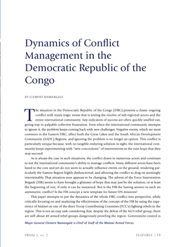 Dynamics of Conflict Management in the Democratic Republic of the Congo