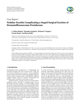 Case Report Nodular Fasciitis Complicating a Staged Surgical Excision of Dermatofibrosarcoma Protuberans
