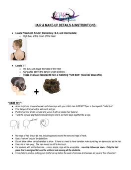 Hair & Make-Up Details & Instructions