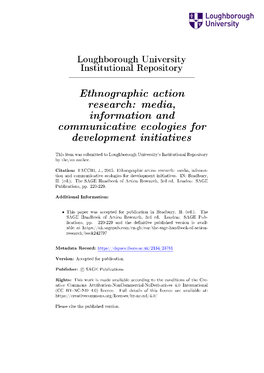 Ethnographic Action Research: Media, Information and Communicative Ecologies for Development Initiatives