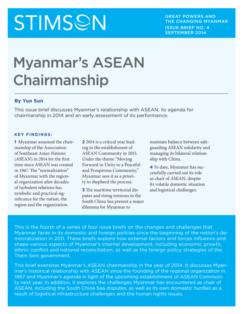 Myanmar's ASEAN Chairmanship