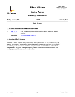 City of Littleton 2255 West Berry Avenue Littleton, CO 80120 Meeting Agenda