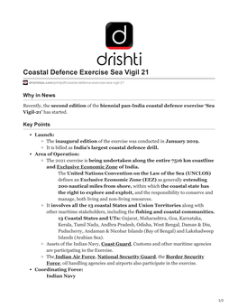 Coastal Defence Exercise Sea Vigil 21