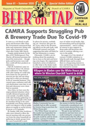 CAMRA Supports Struggling Pub & Brewery Trade Due to Covid-19
