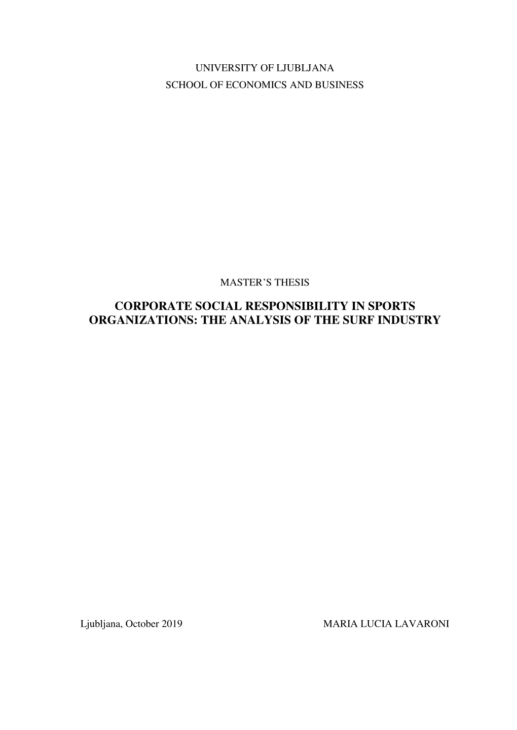 Corporate Social Responsibility in Sports Organizations: the Analysis of the Surf Industry