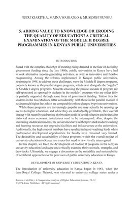 A Critical Examination of the Module Ii Degree Programmes in Kenyan Public Universities