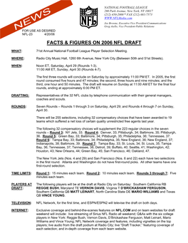 Facts & Figures on 2006 Nfl Draft