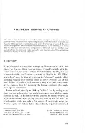 Kaluza-Klein Theories: an Overview