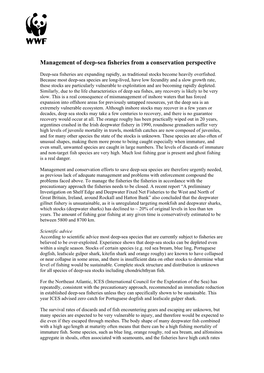 Management of Deep-Sea Fisheries from a Conservation Perspective