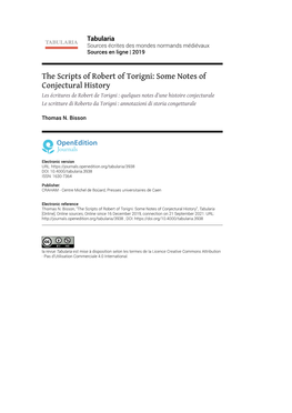 The Scripts of Robert of Torigni: Some Notes of Conjectural History