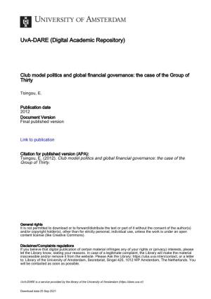 Club Model Politics and Global Financial Governance: the Case of the Group of Thirty