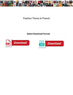 Fashion Terms in French
