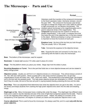 The Microscope Parts And