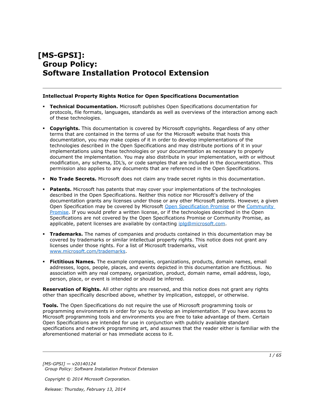 Intellectual Property Rights Notice for Open Specifications Documentation s67