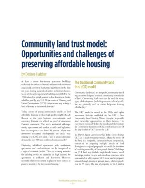 Community Land Trust Model: Opportunities and Challenges Of