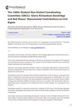 (SNCC): Gloria Richardson Dandridge and Bob Moses’ Monumental Contributions to Civil Rights