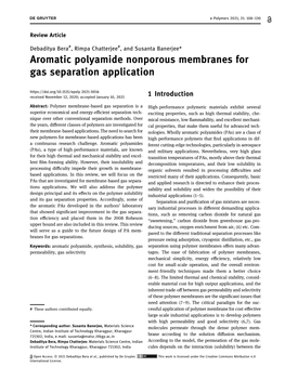 Aromatic Polyamide Nonporous Membranes for Gas Separation Application