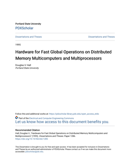Hardware for Fast Global Operations on Distributed Memory Multicomputers and Multiprocessors