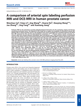 A Comparison of Arterial Spin Labeling Perfusion MRI and DCEMRI In